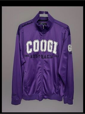 Y2K Coogi Purple Spellout Track Jacket XL